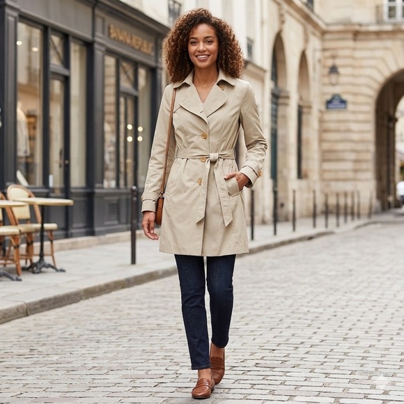 Banana Republic Jackets & Blazers - Banana Republic Womens Size XS Petites Trench Coat Champagne Belted Jacket